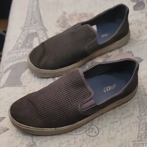 OluKai Men's Brown Mesh Slip-On Loafers with Tan Sole